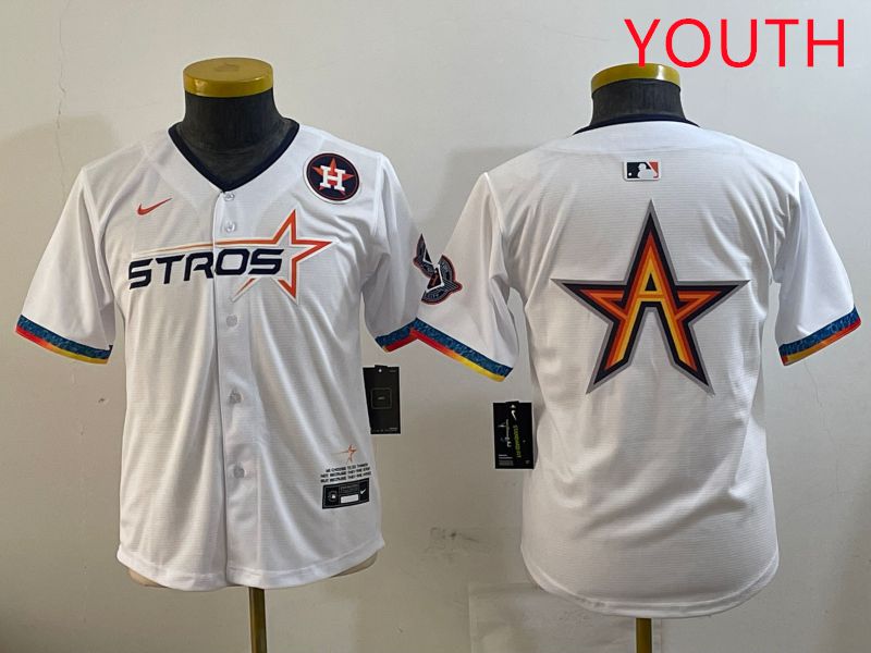 Youth Houston Astros Blank White Fourth generation Joint Name 2025 Nike MLB Jersey style 4->youth mlb jersey->Youth Jersey